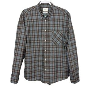 Billy Reid Plaid Linen Blend Shirt